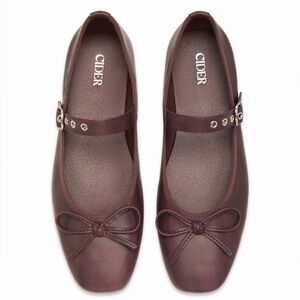 Cider Women's Deep Red Mary Jane Flats
